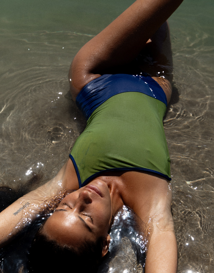 One-piece swimsuit Nightfall olive/blue
