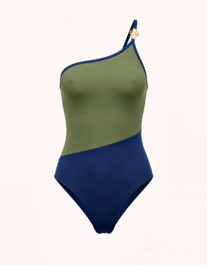 One-piece swimsuit Nightfall olive/blue